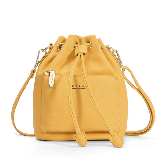 WEICHEN Crossbody Bucket Style Bag W/ Drawstring